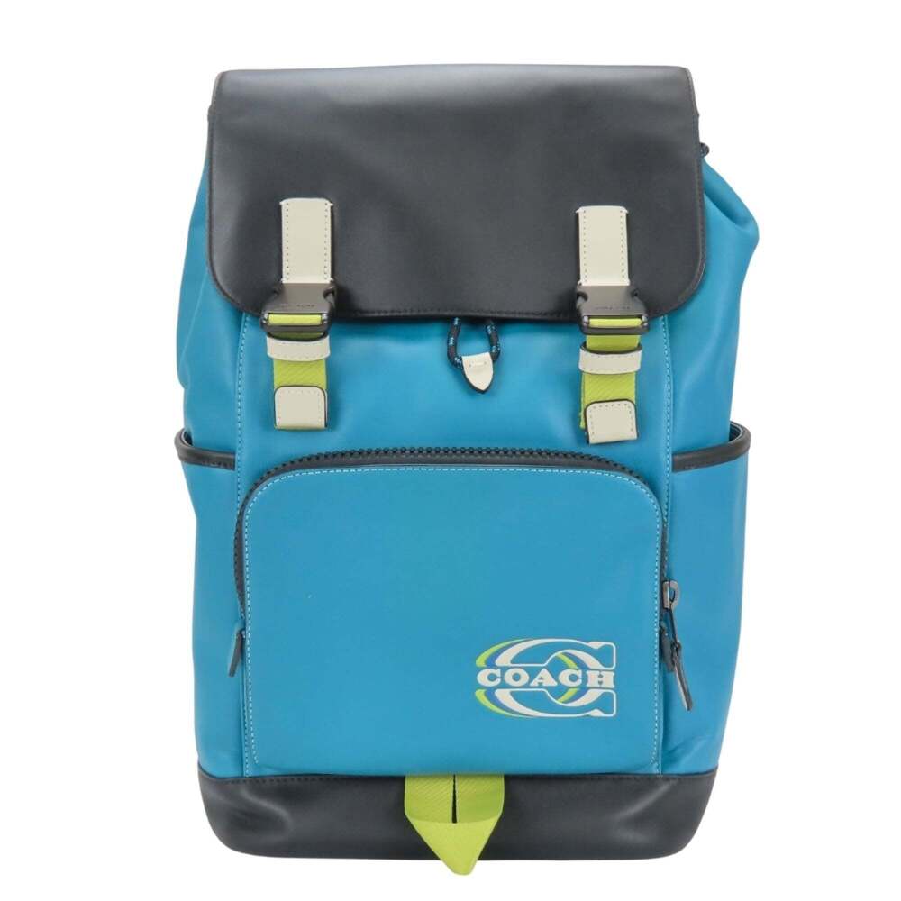Coach Backpack/Daypack Track CJ659 Colorblock Leather Blue Black Men's COACH